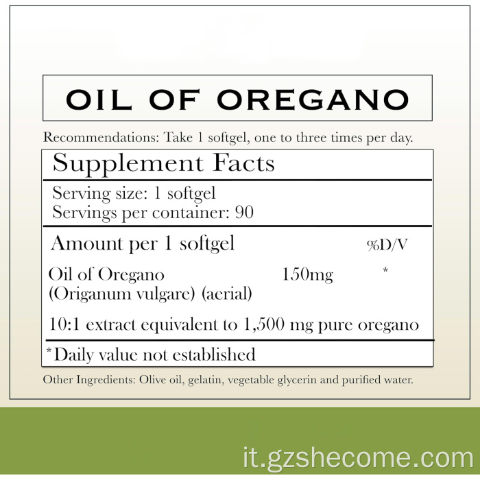 Shecome Integratore di olio di origano Softgel facili da deglutire